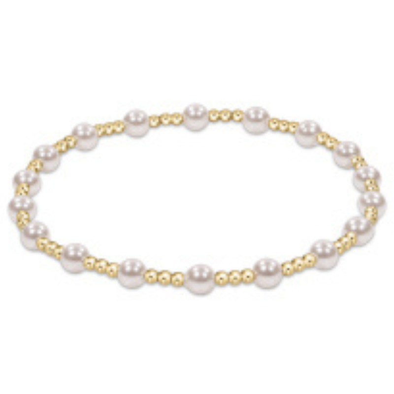 Classic Sincerity Pattern 4mm Bead Bracelet - Pearl