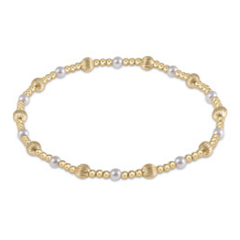 4mm Dignity Sincerity Pattern Bead Bracelet - Pearl