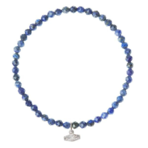 Mini Faceted Stone Stacking Bracelet - Lapis/Silver