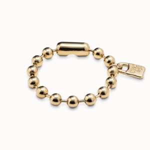 Unisex bracelet decorated with the characteristic rounded silver plated pieces and one charm, the padlock created by UNOde50