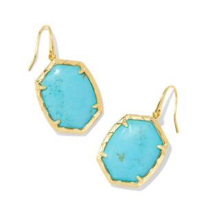 Daphne Gold Drop Earrings in Variegated Turquoise Magnesite
