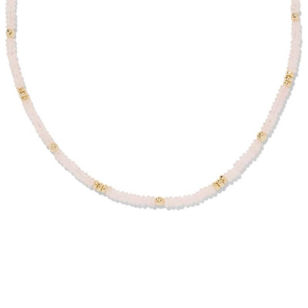 Deliah Gold Strand Necklace in Rose Quartz