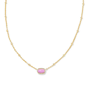 Mini Elisa Gold Satellite Short Pendant Necklace in Fuchsia Magnesite