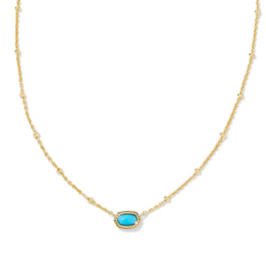 Mini Elisa Gold Satellite Short Pendant Necklace in Turquoise Magnesite