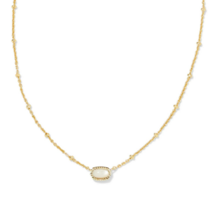 Mini Elisa Gold Satellite Short Pendant Necklace in Ivory Mother-of-Pearl