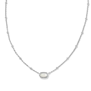 Mini Elisa Silver Satellite Short Pendant Necklace in Ivory Mother-of-Pearl