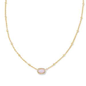 Mini Elisa Gold Satellite Short Pendant Necklace in Pink Opalite Crystal