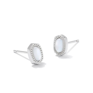 Mini Ellie Silver Stud Earrings in Ivory Mother-of-Pearl