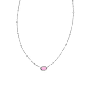 Mini Elisa Silver Satellite Short Pendant Necklace in Fuchsia Magnesite