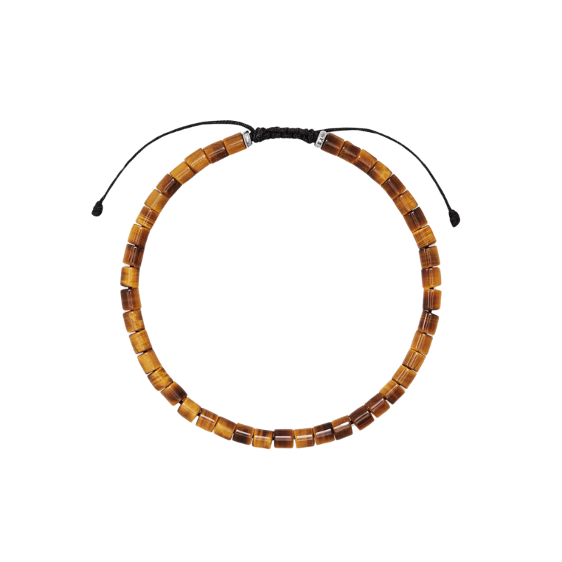 Grey Oxidized Sterling Silver Bracelet in Brown Tiger's Eye - Large