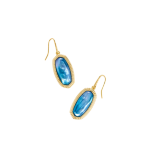 Dani Gold Ridge Frame Drop Earrings in Indigo Watercolor Illusion