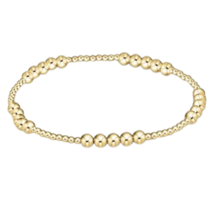 Classic Blissful Pattern 2mm Bead Bracelet - 4mm Gold