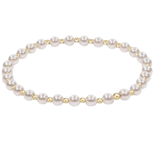 Classic Grateful Pattern 4mm Bead Bracelet - Pearl