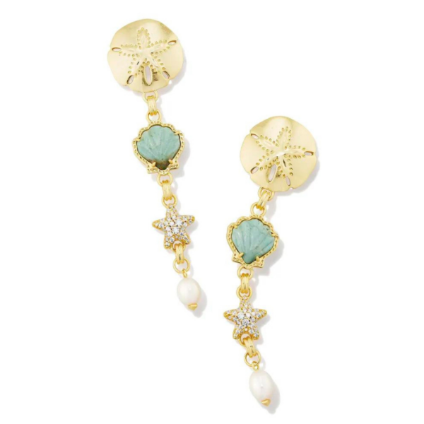 Brynne Shell Earring Gold in Sea Green Chrysocolla