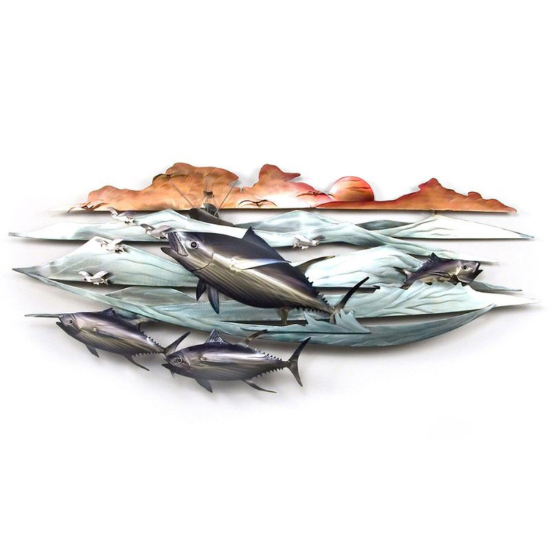 Tuna swimming during sunset