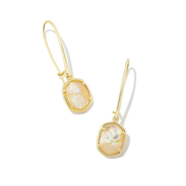 Daphne Gold Wire Drop Earrings in Iridescent Abalone