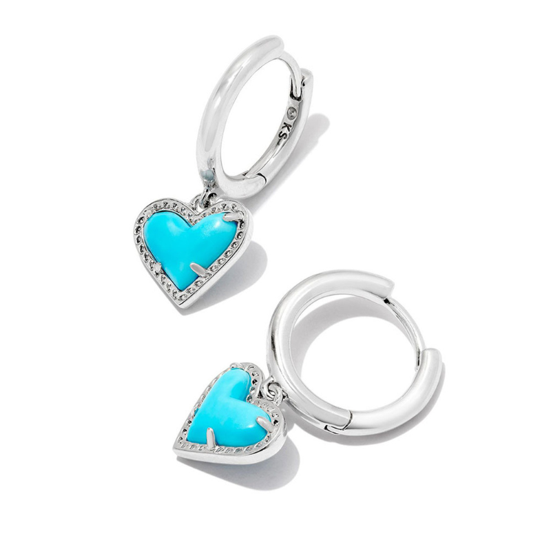 Ari Heart Huggie Silver Earrings - Turquoise Magnesite