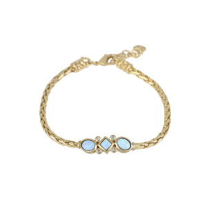 3 Blue Opals Single Strand Bracelet - Gold