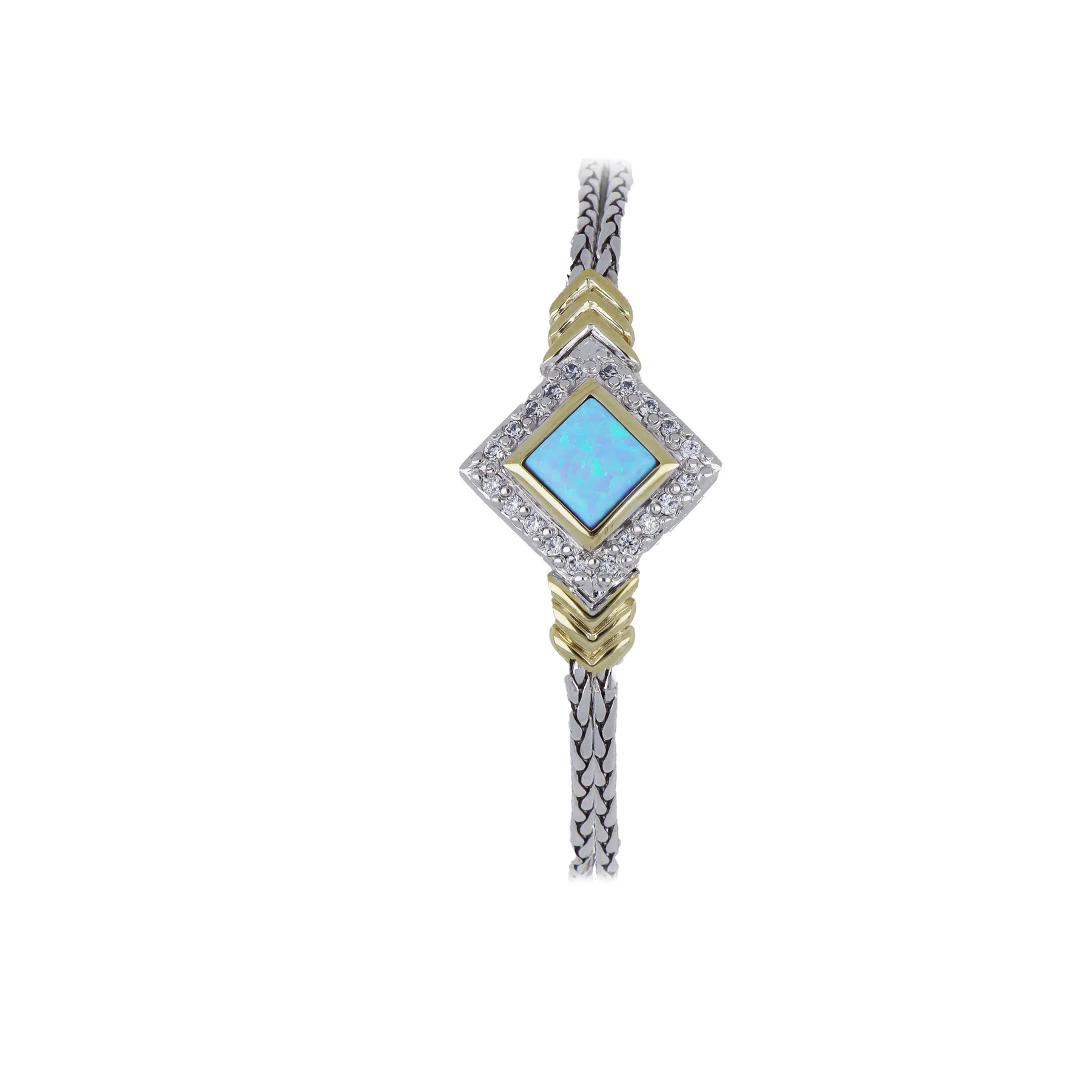 Blue Opal Diamond-Shaped Double Strand Bracelet
