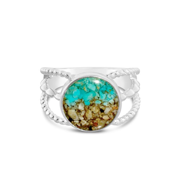 Boho Ring - Roung - Turquoise and Saint Pete Beach Sand Gradient