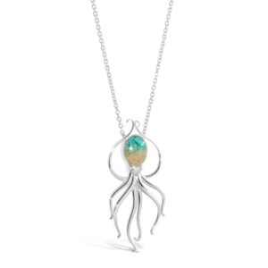 Octopus Stationary Necklace - Turquoise and Sand Gradient