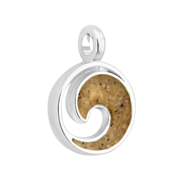 wave charm with sand from beach handmade in the USA by dune jewelry