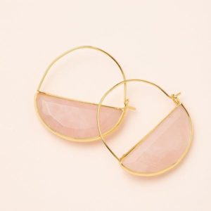 Stone Prism Hoop - Rose Quartz/Gold