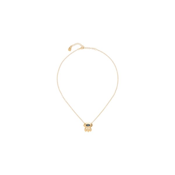 Original and gold-plated flexible necklace and finished in a medallion with SWAROVSKI® ELEMENTS crystals at its centre, from which three charms emerge, harmonizing with nature. Of simple composition and organic design, this is a piece 100% handmade in Spain by UNOde50.