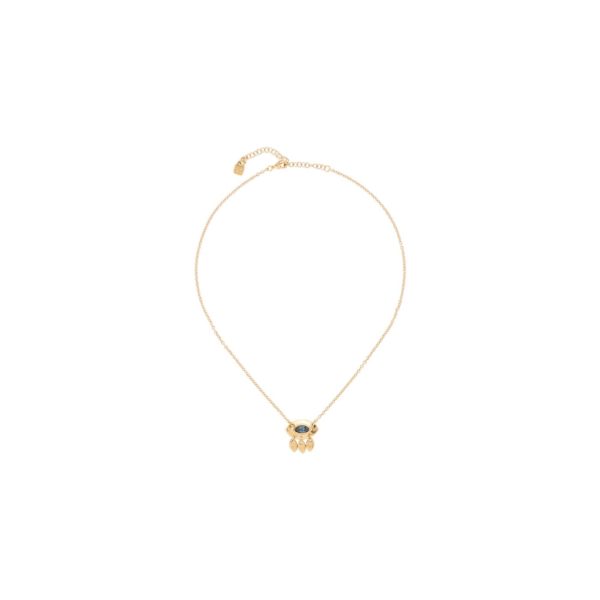 Original and gold-plated flexible necklace and finished in a medallion with SWAROVSKI® ELEMENTS crystals at its centre, from which three charms emerge, harmonizing with nature. Of simple composition and organic design, this is a piece 100% handmade in Spain by UNOde50.