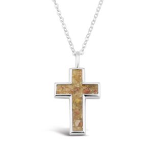 cross necklace with sand handmade in the USA by dune jewelry