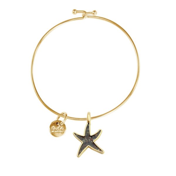 gold starfish bangle bracelet handmade in the USA by dune jewelry