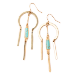 Dream Catcher Stone Earring - Turquoise/Gold