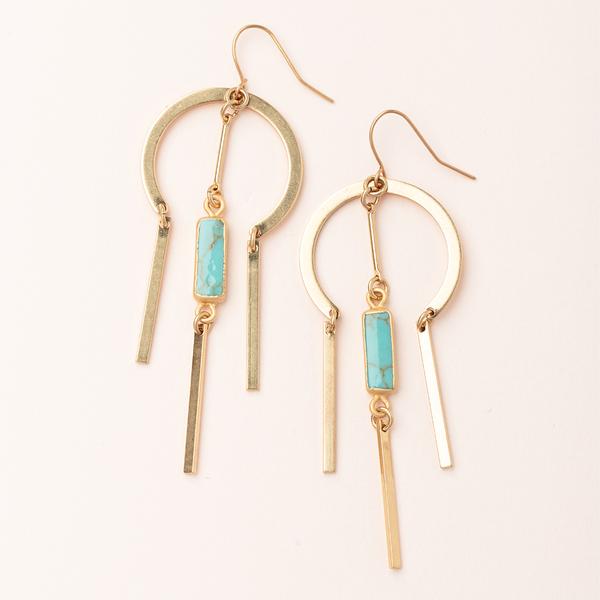 Dream Catcher Stone Earring - Turquoise/Gold