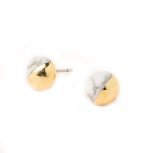 Dipped Stone Stud - Howlite/Gold