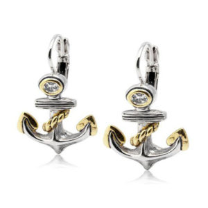 two tone Anchor Fish Wire Earrings