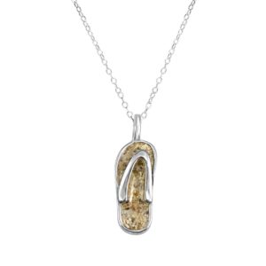 flip flop necklace with sand handcrafted in the USA by dune jewelry