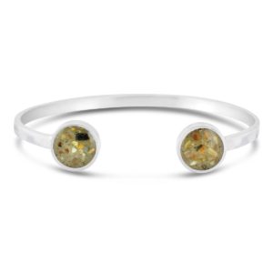 inlet silver cuff with sand handmade in the USA by dune jewelry