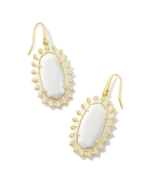 Dani Gold Color Burst Drop Earring - White Mother of Pearl