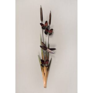 Dragonfly & Butterflies on 3 cat tails