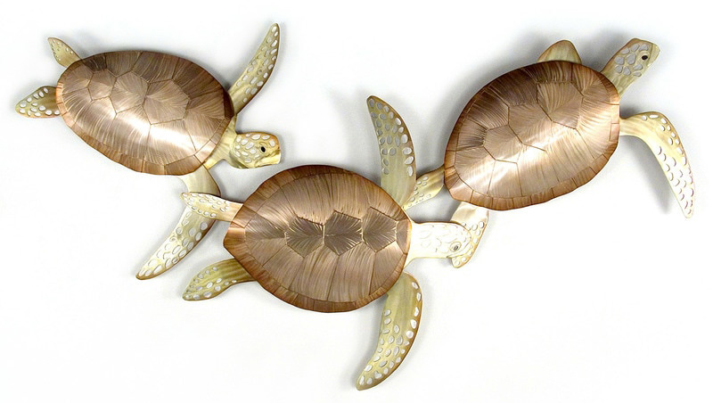 Sea Turtles Frolic Large The Bronze Lady - Large Metal Sea Turtle Wall Art