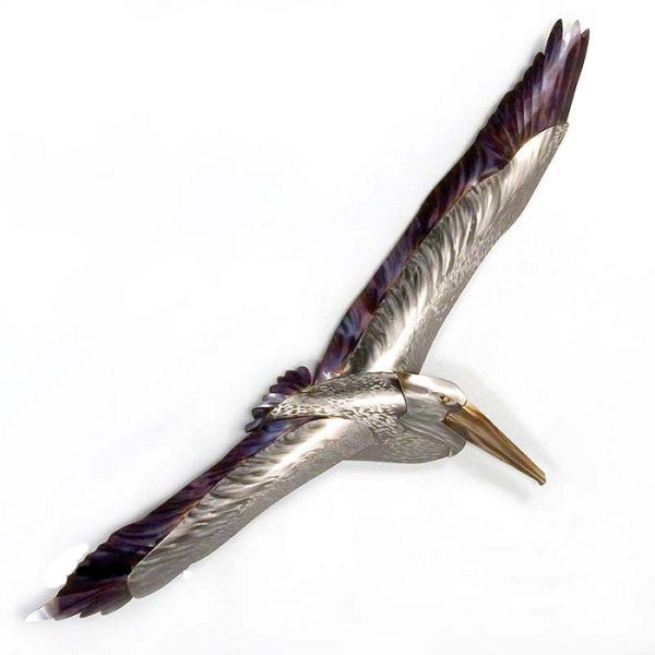 Stainless steel Pelican Soaring wall art by mark malizia