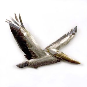 Stainless steel Pelican Flying wall art by mark malizia