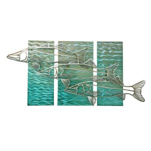 Abstract Snook on turquoise water background stainless steel wall art by mark malizia