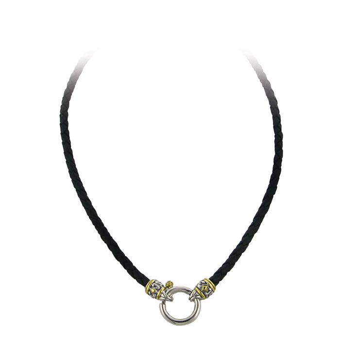 17″ Black Leather Necklace Spring Ring – The Bronze Lady
