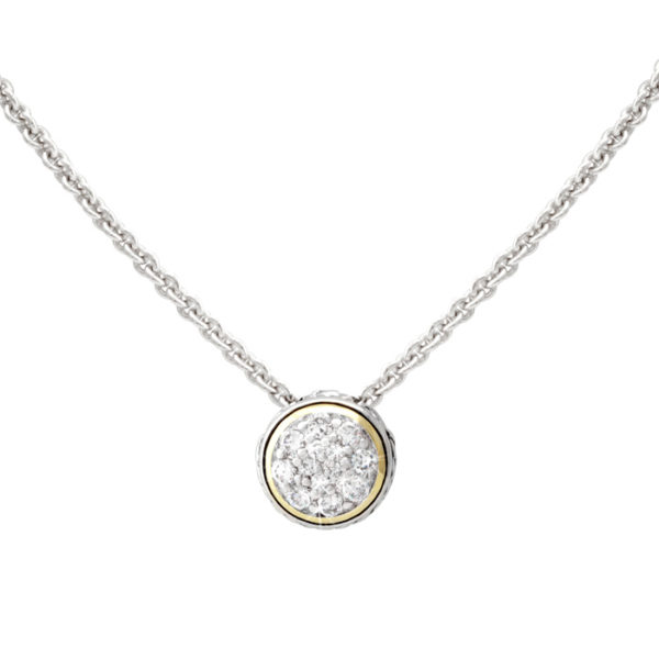 two tone Lanna Solitaire Pave Necklace