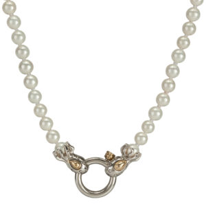 Two tone Seaside Spring Ring Strand of Knotted Pearls