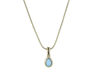 Blue Opal Pear-Shaped Pendant Necklace - Gold