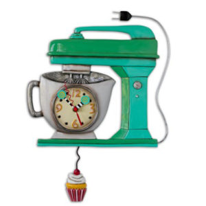 vintage mixer clock with cupcake pendulum