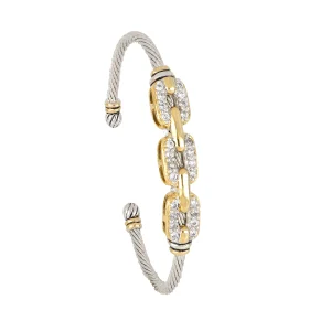 Celebration Petite Pavé Triple Link Wire Cuff Bracelet by John Medeiros Jewelry Collections