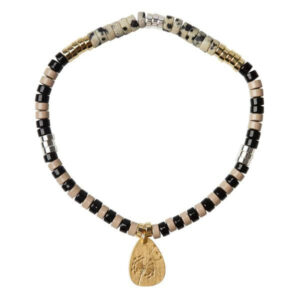 Stone Intention Charm Bracelet - Dalmatian Jasper/Gold